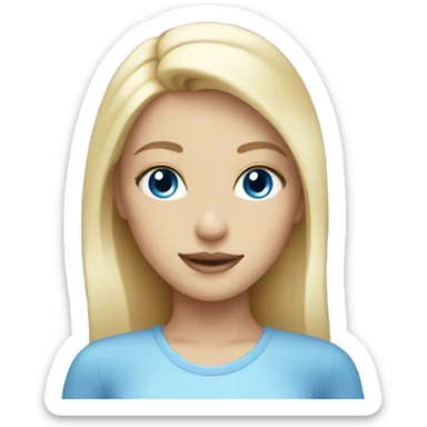 blonde girl with blue eyes doing skincare sticker