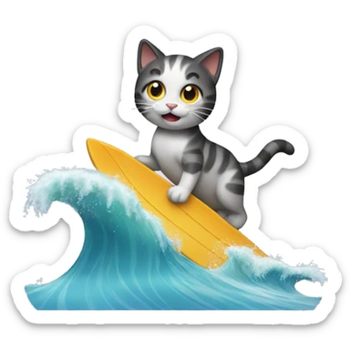 Cat riding a wave sticker