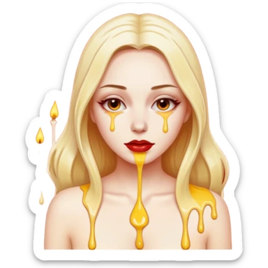 Woman dripping hot wax onto her own skin, controlled pain, ceremonial atmosphereWoman dripping hot wax onto her own skin, controlled pain, ceremonial atmosphere sticker