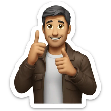 make this guy point his left hand index finger point to the right  sticker