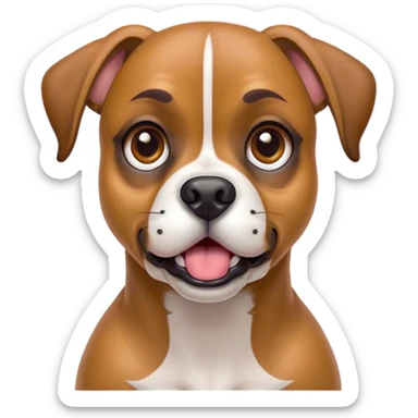 Cinematic Comical Fawn Boxer Dog Portrait Emoji, Head tilted dramatically with an exaggeratedly shocked or offended expression, featuring a sleek fawn coat with a distinctive white muzzle, wide, expressive brown eyes filled with exaggerated disbelief, Simplified yet hilariously expressive features, highly detailed, glowing with a slightly sassy glow, high shine, dramatic yet playful, stylized with an air of attitude, bright and endearing, soft glowing outline, capturing the essence of a sassy and over-the-top guardian, so meme-worthy it feels like it could side-eye its way into internet fame instantly! sticker