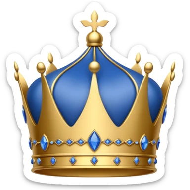 Real Madrid inspired stylized crown with gold and blue details sticker