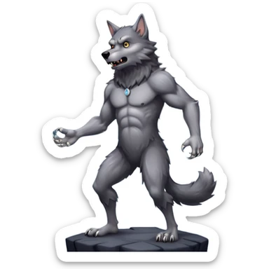A werewolf on a cloudy night with a full moon sticker
