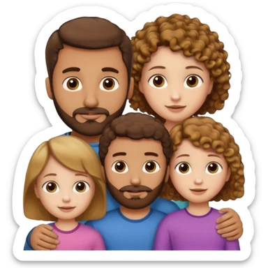 Brown dad with a short straight hair cut and stubble beard with his two daughters bone who is 5 and has blone brown curly hair and one who is smaller who has curly hair brown sticker