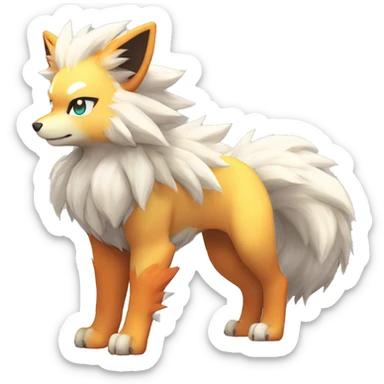 Colorful Shiny Kawaii Cute Arcanine—Vulpix-Ninetails-Flareon-Fakémon-Pokémon full body sticker