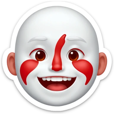 A face showing physical delight and a red face with white paint around its mouth With lots of drool sticker