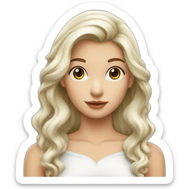 Une fille à la peau blanche avec les yeux verts les cheveux châtains long ondulés et détaché sticker