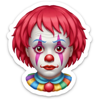 red glitter clown with the sad facial expression sticker