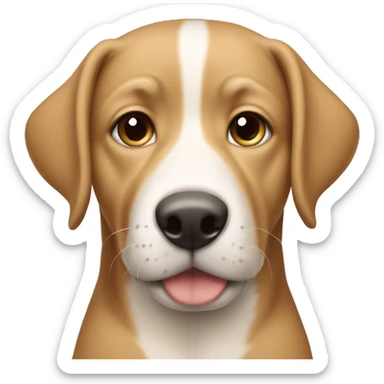 Tan dog with white stripe down face and nose with blue eyes sticker