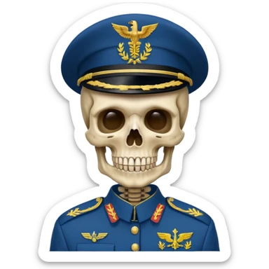 generate a very realistic skeleton in Ukrainian military uniform sticker