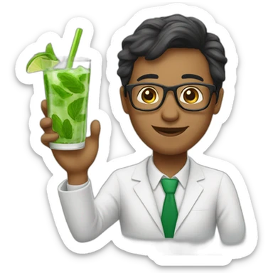 teacher whith glasses drinks mojito sticker