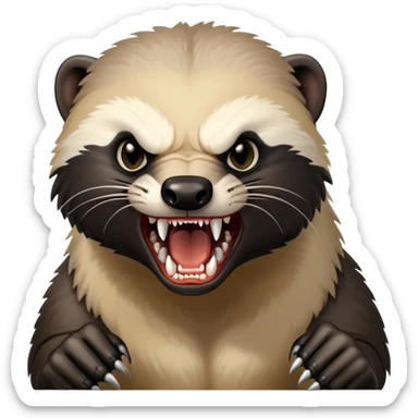 angry honey badger, furious, showing teeth, aggressive pose sticker