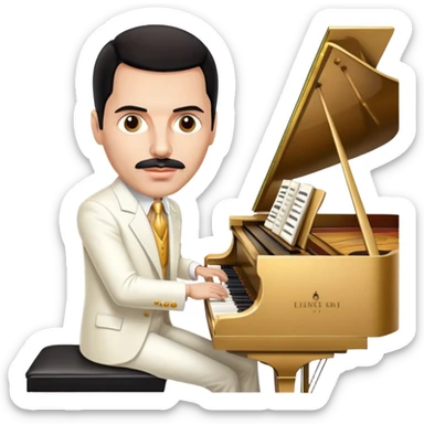 Freddie Mercury playing grand piano sticker
