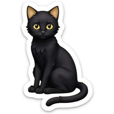 Chat noir peinture mignon assise peinture sticker