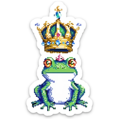 royal frog with jeweled crown sticker