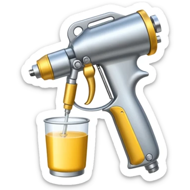 metal spray gun with clear cup attached sticker