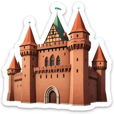 Cinematic Realistic Malbork Castle Landmark Emoji, depicted as an imposing medieval fortress rendered with rich detail and dramatic, historic lighting. sticker