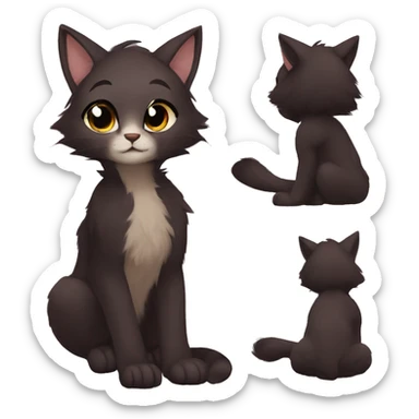 Anthro Shy Cute Cool Edgy Pretty Dark Brown Furry Feline Animal Anthro Sona sticker