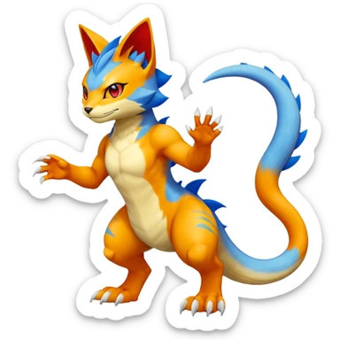 Gabite-Veemon-Digimon-Peppercat-Pokémon-Flamedramon-fusion-animal-hybrid-creature, Full body  sticker