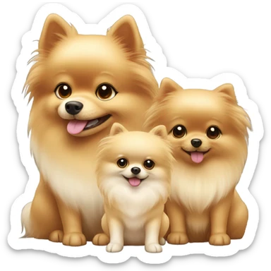 Pomeranian dog with two girls  sticker