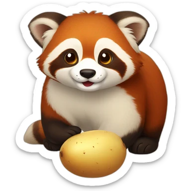 red panda wirh potato sticker