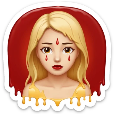 Woman dripping hot wax onto her own skin, controlled pain, ceremonial atmosphere sticker