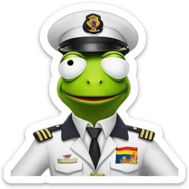 kermit as airline pilot with spanish flag in the background sticker