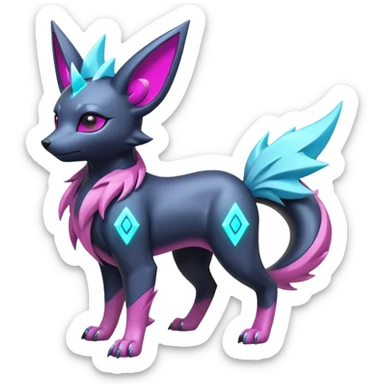 White and magenta pastel soft glossy smooth alloy divine holy legendary epic ethereal fantasy cyperpunk futuristic feral Manectric-Luxray-Umbreon-Vaporeon-Amaura-Electrike-Zerora-fusion-creature  sticker