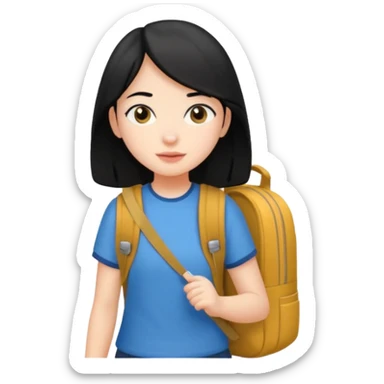 girl with black hair arriving to school on time sticker
