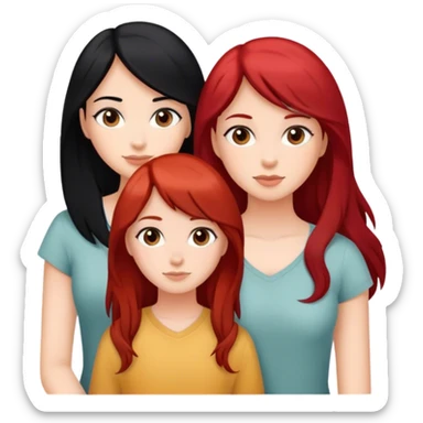 Three girl friends one black hair one red hair one brown hair  sticker