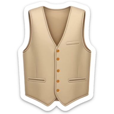 A 3D Apple-style emoji of a simple sleeveless vest (yelek), front view, minimal and clean design, soft fabric texture, neutral colors, cartoon-like and cute style sticker