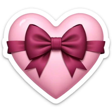 Pink heart with a burgundy bow in the middle sticker
