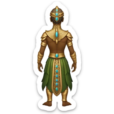 reptilian humanoid in ancient outfit, back view, ornate details sticker