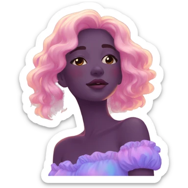 Dreamy pretty shiny colorful girl in nature aesthetic sticker