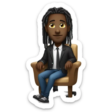 Black-guy-with-Short-dreads-wearing-black-trackstuit-sitting-down-on-chair facing-foward-focused-on-laptop-computer- sticker