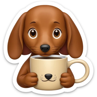 dachshund drinking morning coffee  sticker