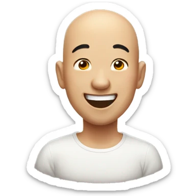a bald Asian guy laughing a lot sticker