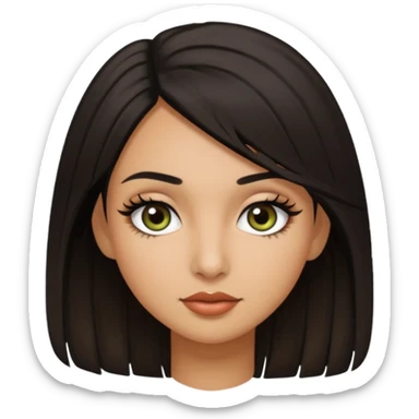 girl with olive skin dark medium hair  eyes long lashes  sticker