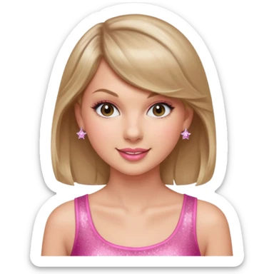 Taylor Swift smile in a sparkling pink top sticker