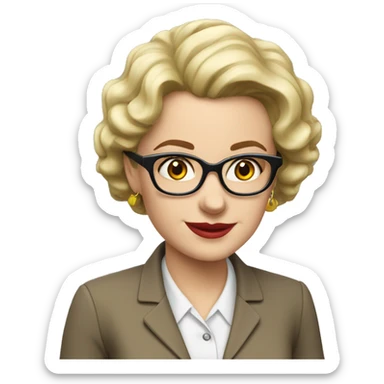 teacher 50s white woman glasses medium build sticker