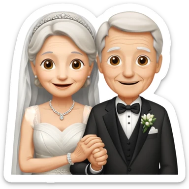 old couple in wedding setup sticker