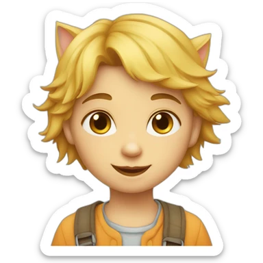 un enfant de chat et oiseau sticker