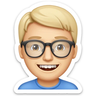 programmer with protruding teeth and glasses, simple, clear emoji style sticker