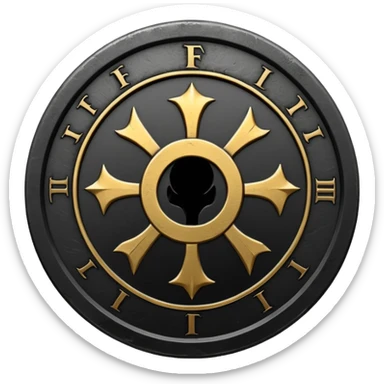 Minimal emoji, gothic metal coin made of black steel, engraved number FORTUNA at the center, ancient industrial aesthetic, worn metal texture, no glow, no neon, flat emoji design, centered, transparent background sticker