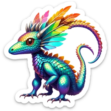 Tropical futuristic lush warm-colored modern colorful cyber-Fakémon-Trico-creature sticker