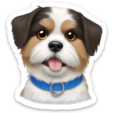 Shih tzu corgi mix with blue collar  sticker