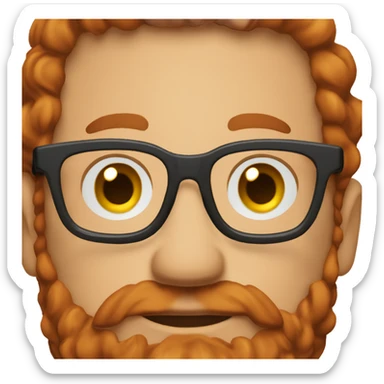 man around 45 with with redhead short mid-curly hair. with beard and glasses. scarlet checked shirt sticker