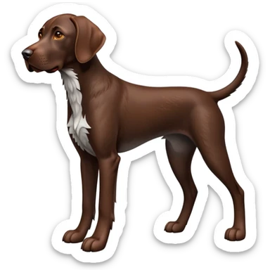 cinematic-[german pointer]-realistic-full-body-sitting-emoji,-tail-resting-loosely-beside-its-paws,-head-tilted-dramatically,-sleek-[brown]-fur,-simplified-yet-realistic-focused-features,-highly-detailed,-glowing-with-an-almost-sarcastic-glow sticker