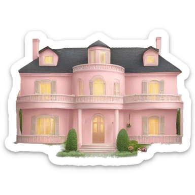 light pink huge villa with the garden sticker