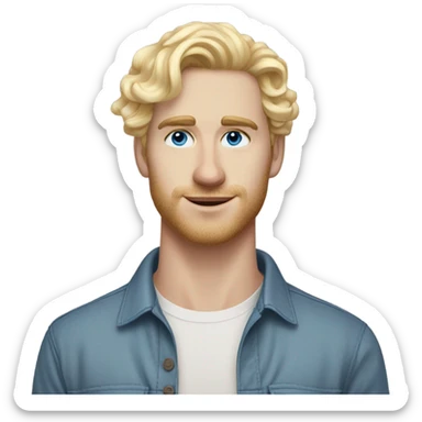 3/4 profile light curl blonde 30yo man blue eyed pale skin sticker